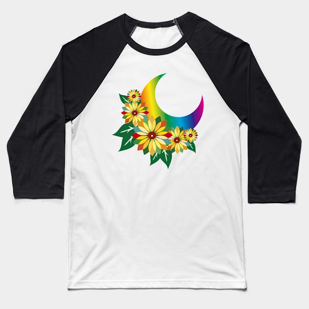 MOON UNDER FLOWERS Baseball T-Shirt by RENAN1989